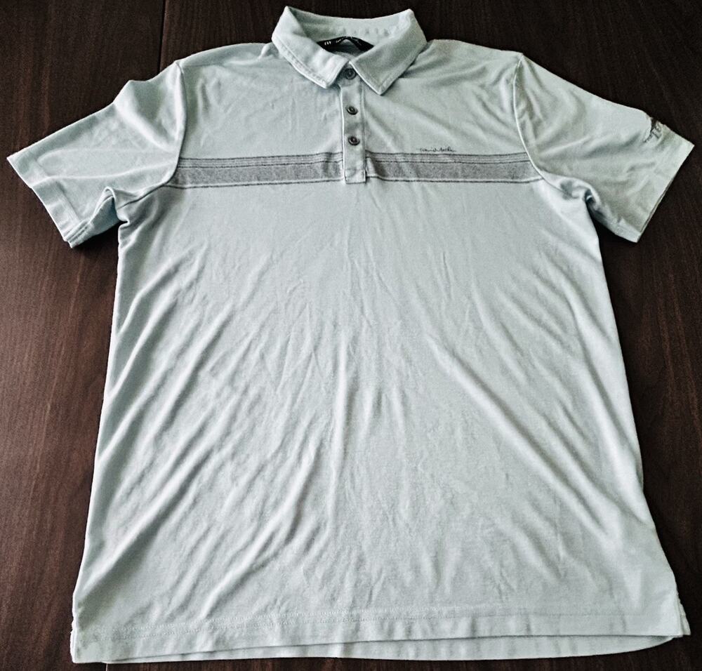Travis Mathew Golf Polo Light Blue Pima Cotton Blend The Legacy Logo - Men’s L